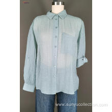 Ladie's shirt collar long sleeve shirt